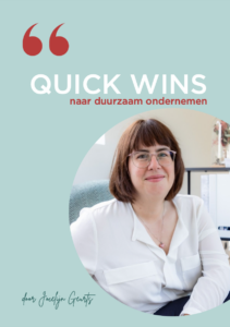 Het e-book 'Quick wins naar duurzaam ondernemen' door Jocelijn Geurts van Axudo.